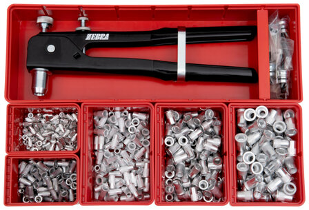 MU-NT-SOKO-FL-M.ZANGE-506TLG - Einnietmutter mit Flachkopf Alu 506-teilig SOKO - Inhalt: 1 St&uuml;ck