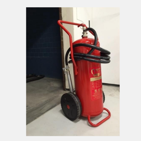 K&ouml;nig 100 kg fahrbarer Pulver Auflade. L&ouml;schwagen DIN EN3