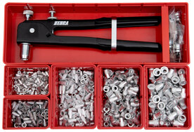 MU-NT-SOKO-FL-M.ZANGE-506TLG - Einnietmutter mit Flachkopf Alu 506-teilig SOKO - Inhalt: 1 Stück