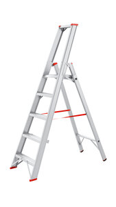 STEHLEI-PLTFORM-5STUF - Alu-Stufenstehleiter mit Plattform u. Ablageschale - Inhalt: 1 Stück