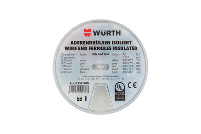 AENDHUE-SORT-DIN46228-CU-(J2N)-(0,5-2,5) - Aderendhülsenbox DIN 46228 Typ 1 - Inhalt: 1 Stück