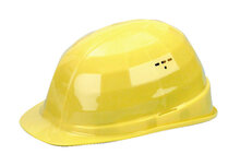 Schutzhelm SH-6 mit heruntergezogener Helmschale als Nackenschutz