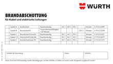 Kennzeichnungsschild Brandabschottung 14 x 8 für Kabel und elektrische Leitungen
